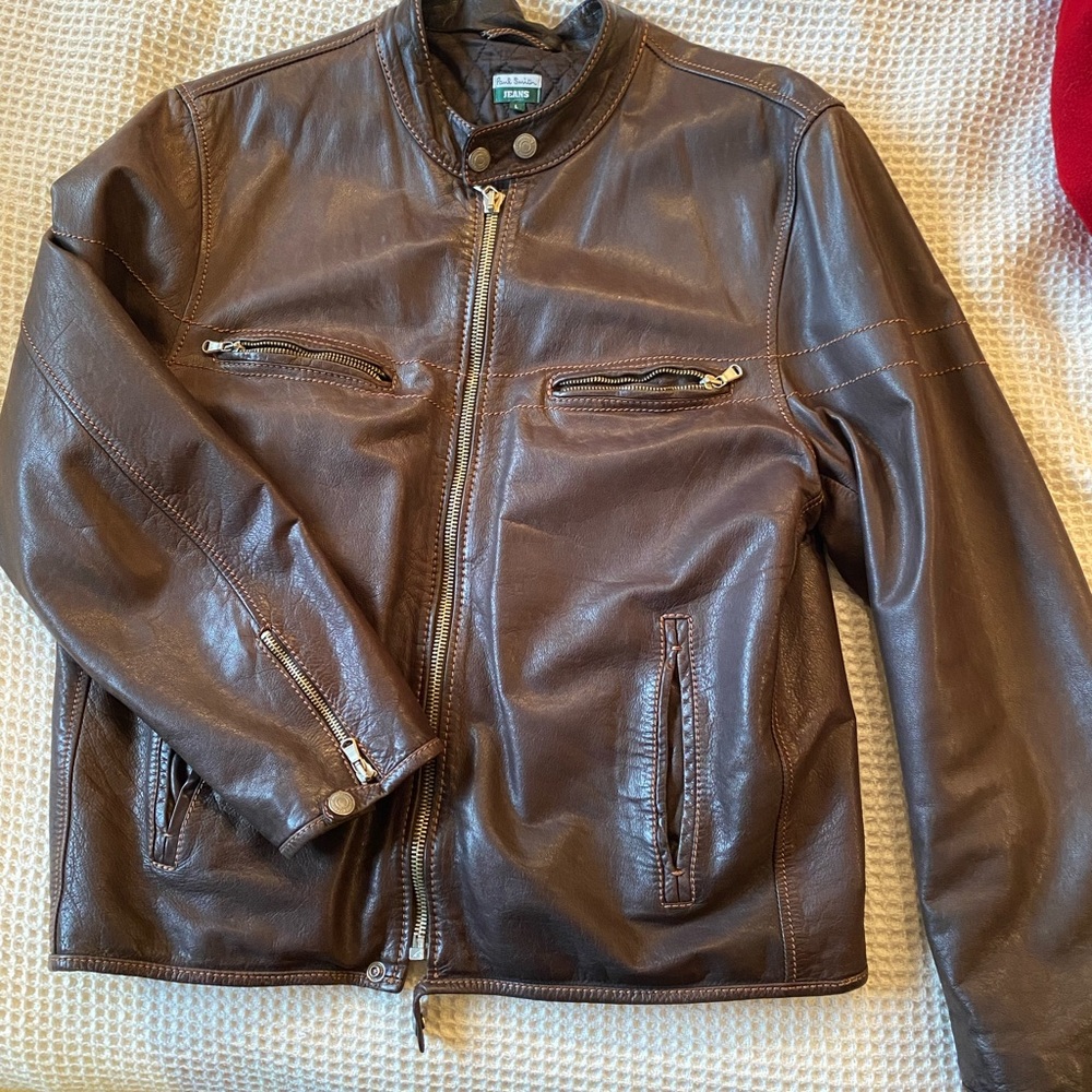 Paul Smith leather bomber jacket with quilted lining